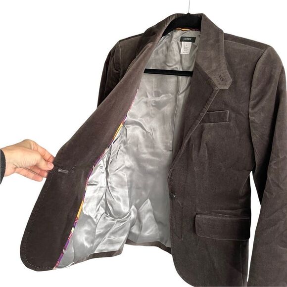 J. CREW Velvet Blazer Grey Brown 4P - Picture 3 of 9
